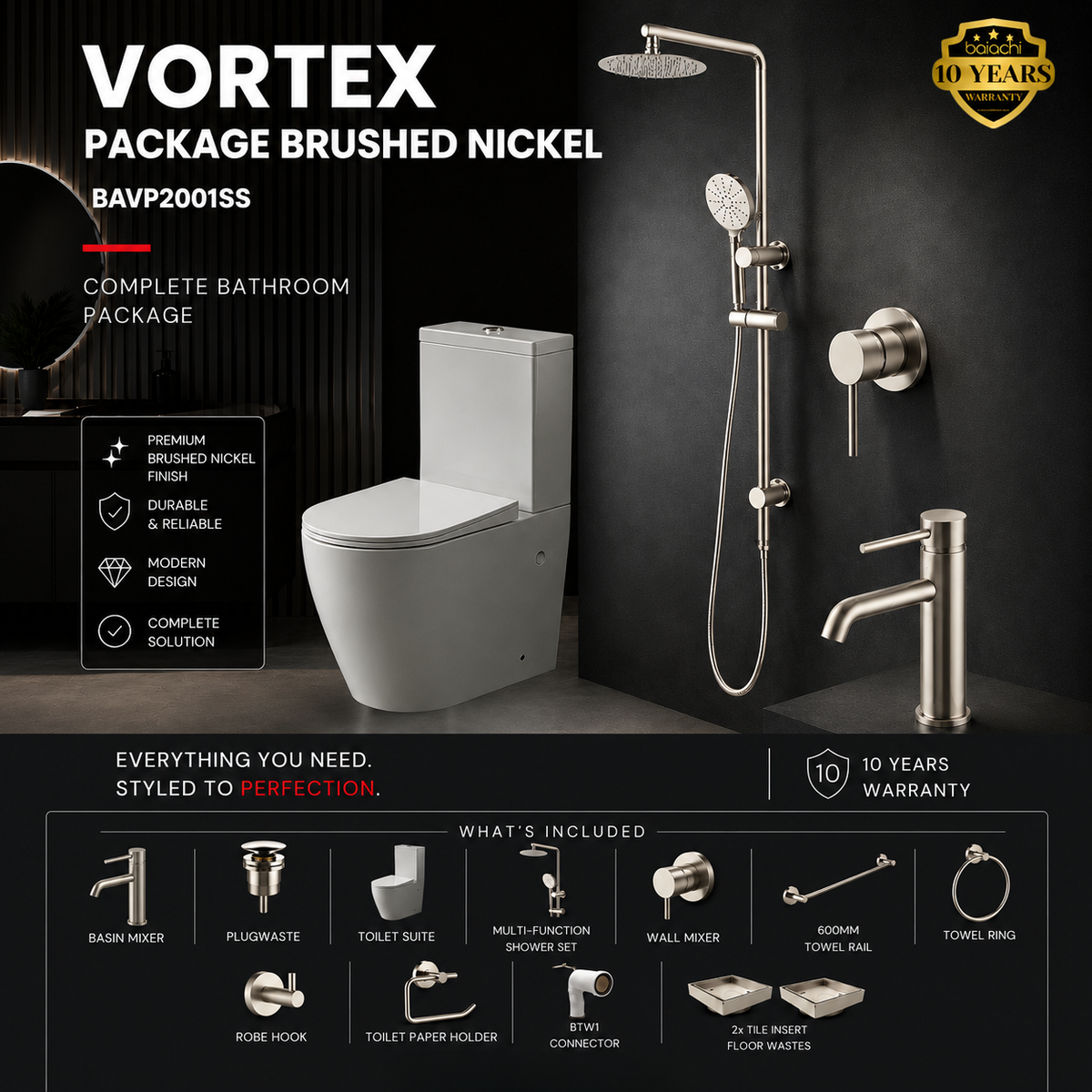 VORTEX PACKAGE BRUSHED NICKEL 2001SS