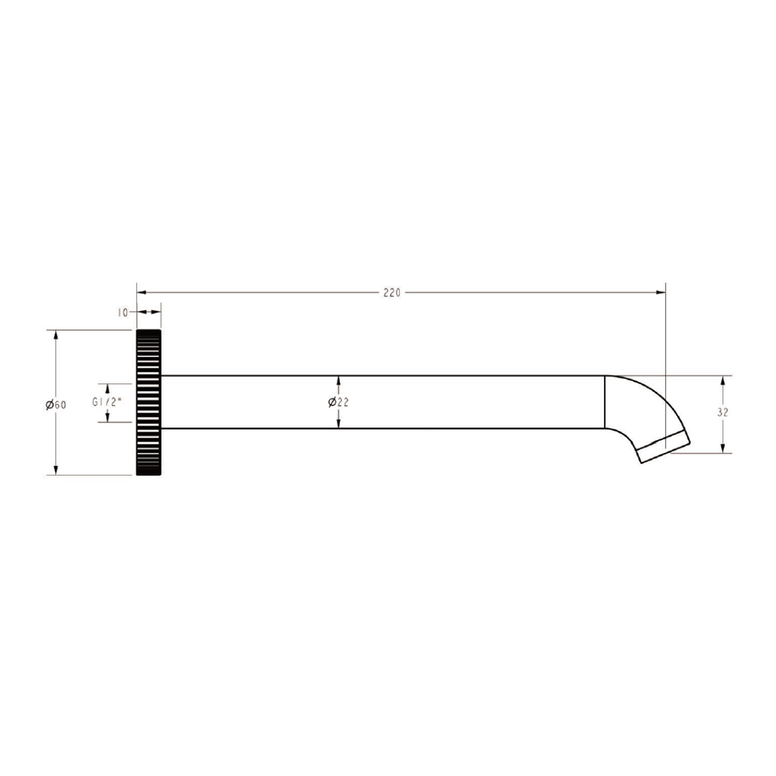 Linie Bath Spout 220mm Brushed Gold