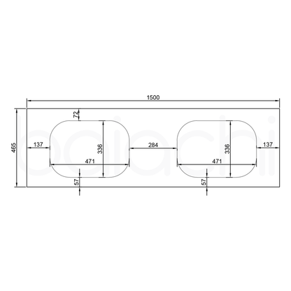 Baiachi 1500mm White Quartz with Undercounter Stone Double Ceramic Basin
