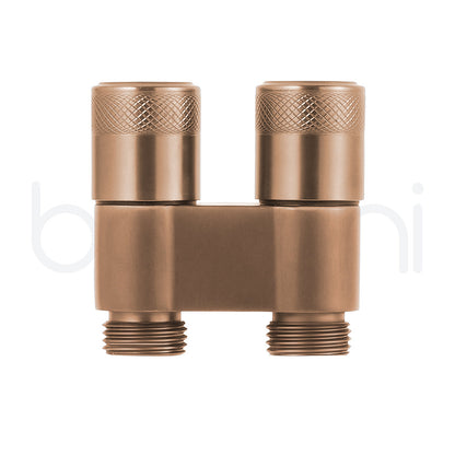 Baiachi Shattaf Twin Mini Cistern Stop Stainless Steel Quarter Turn with Backflow Valve PVD Brushed Copper