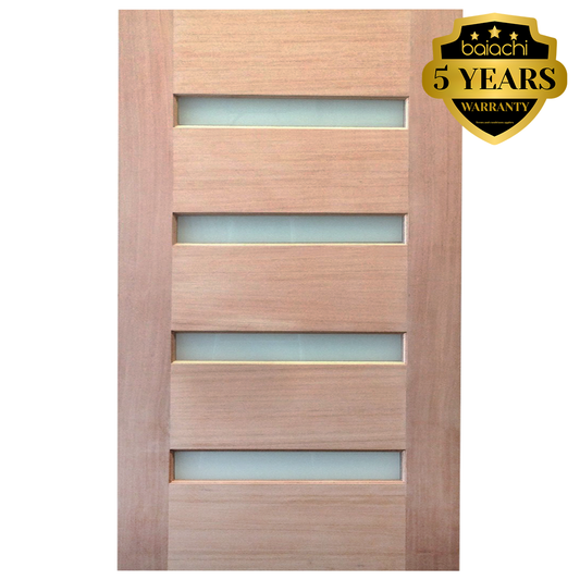 Baiachi 1200X2040X40mm 4 Lite Timber Veneer External Door Translucent Glass