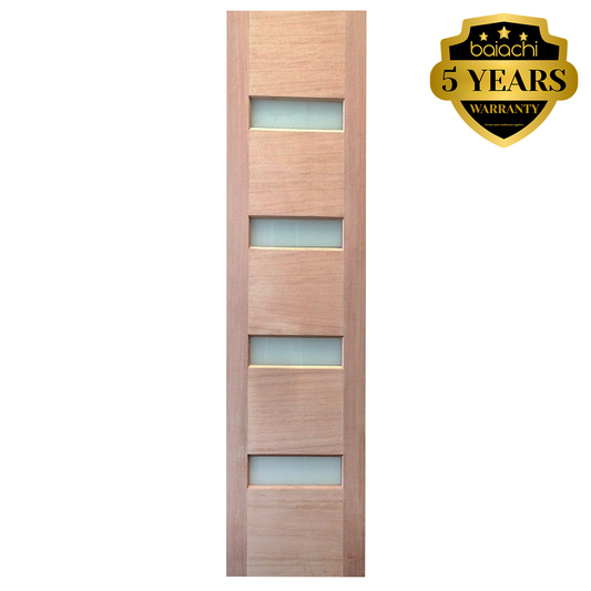 Baiachi 410X2040X40mm 4 Lite Timber Veneer External Door Translucent Glass