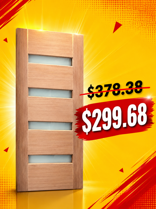 Baiachi 820X2040X40mm 4 Lite Timber Veneer External Door Translucent Glass