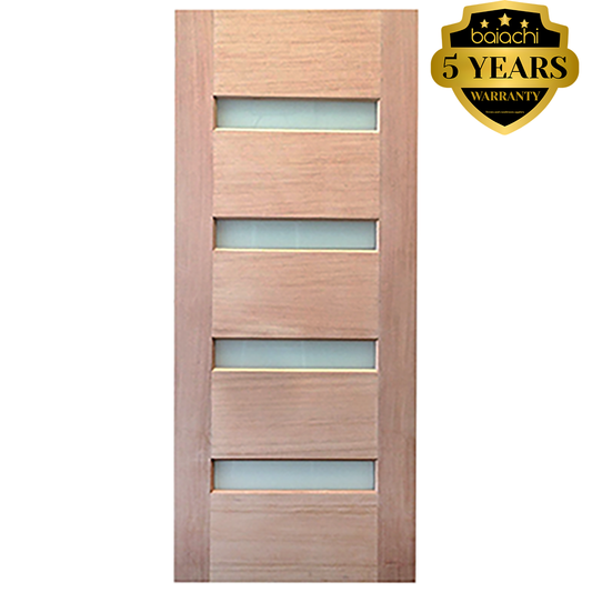 Baiachi 820X2040X40mm 4 Lite Timber Veneer External Door Translucent Glass