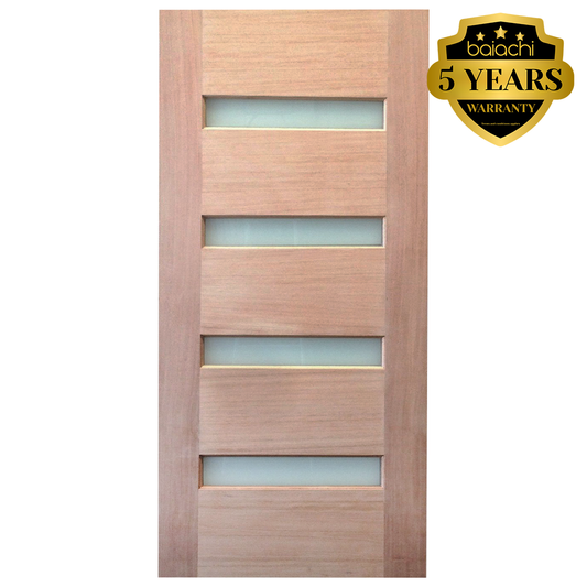 Baiachi 920X2040X40mm 4 Lite Timber Veneer External Door Translucent Glass