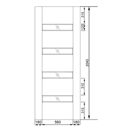 Baiachi 920X2040X40mm 4 Lite Timber Veneer External Door Translucent Glass