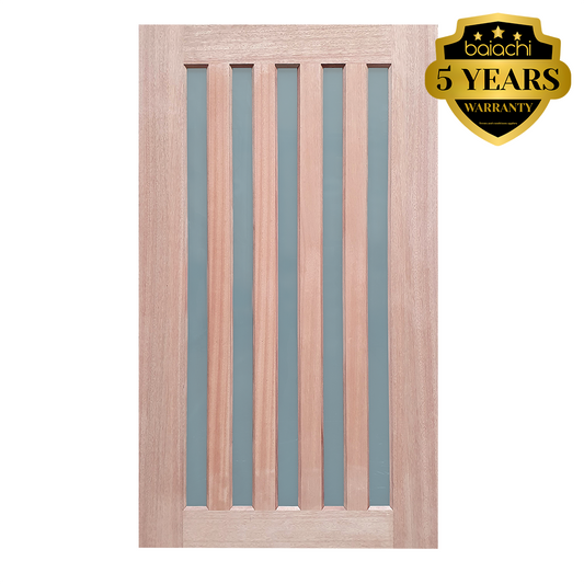 Baiachi 1200X2040X40mm 5 Lite Vertical Timber Veneer External Door Translucent Glass