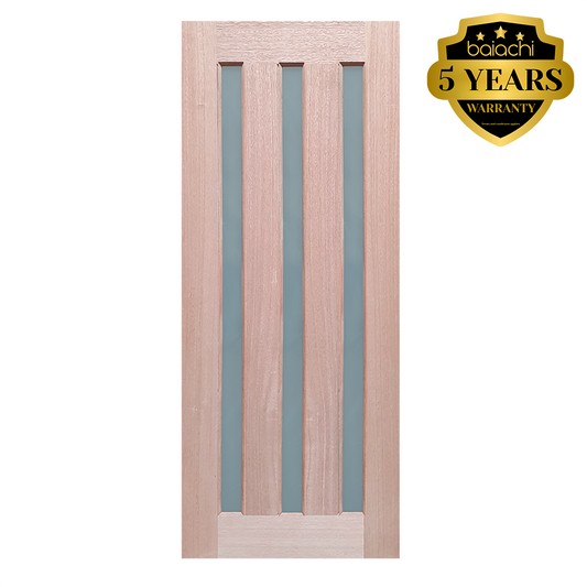 Baiachi 820X2040X40mm 3 Lite Vertical Timber Veneer External Door Translucent Glass