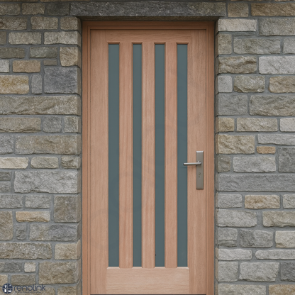 920X2040X40mm Entrance Solid Timber Veneer External Front Entry Door Glass 033