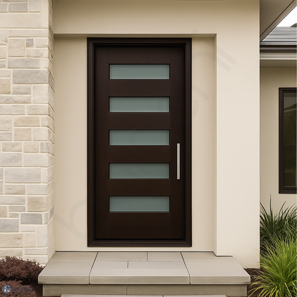 820X2040X40mm Entrance Solid Timber Veneer External Front Entry Door Glass 035