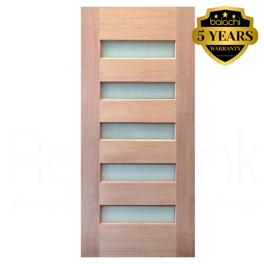 Baiachi 820X2040X40mm Timber Veneer External Door Translucent Glass