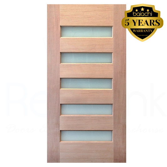 Baiachi 920X2040X40mm Timber Veneer External Door Translucent Glass