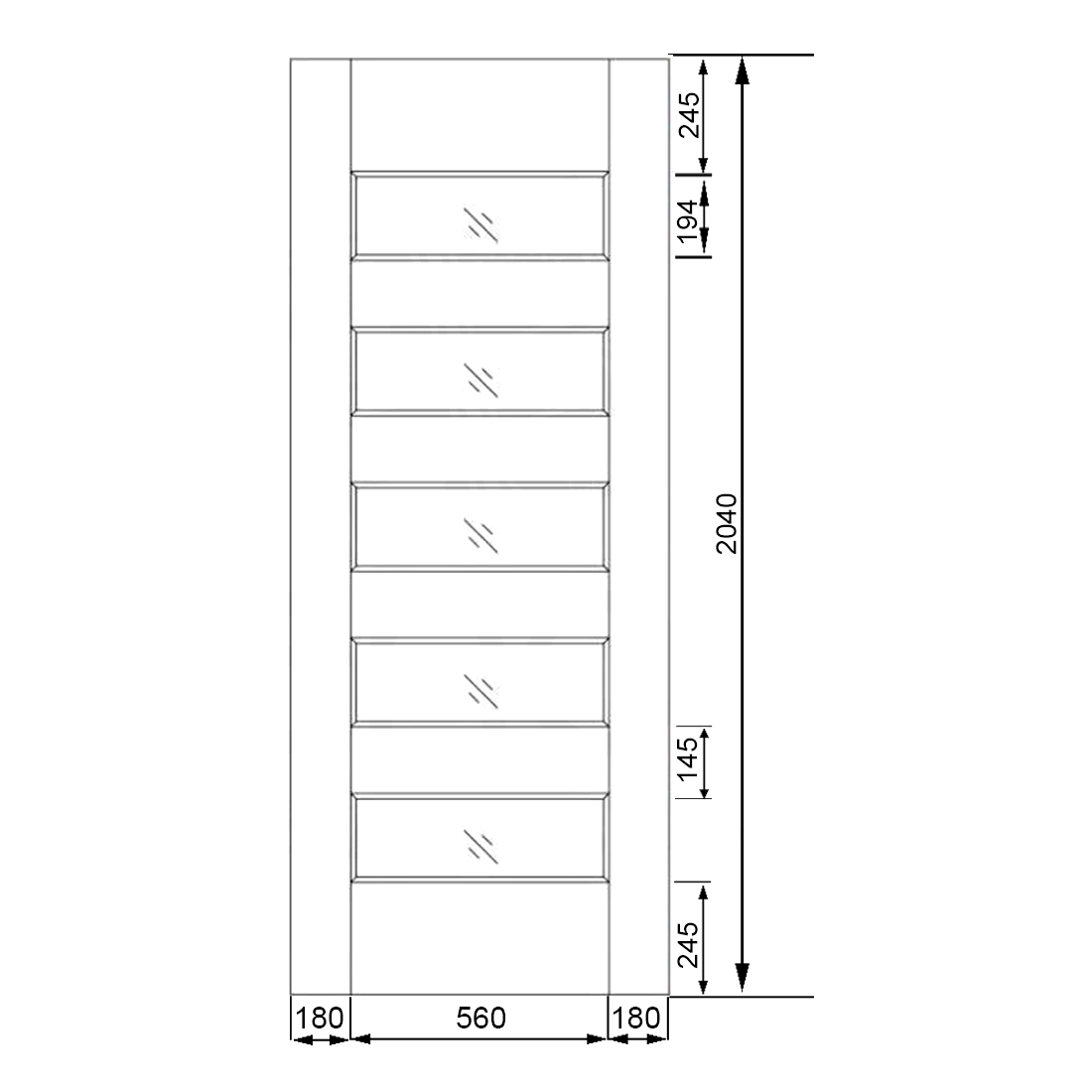 Baiachi 920X2040X40mm Timber Veneer External Door Translucent Glass