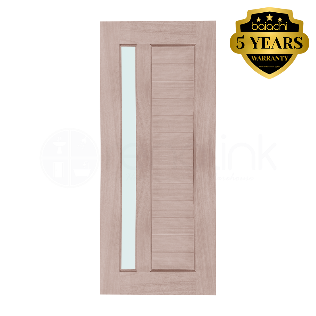 Baiachi 820X2040X40mm 1 Lite Vertical Hampton External Door Translucent Glass