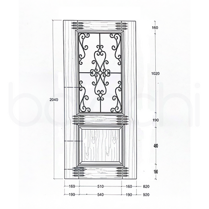 920X2040X40mm Entrance Solid Timber Veneer External Front Entry Door Glass 081