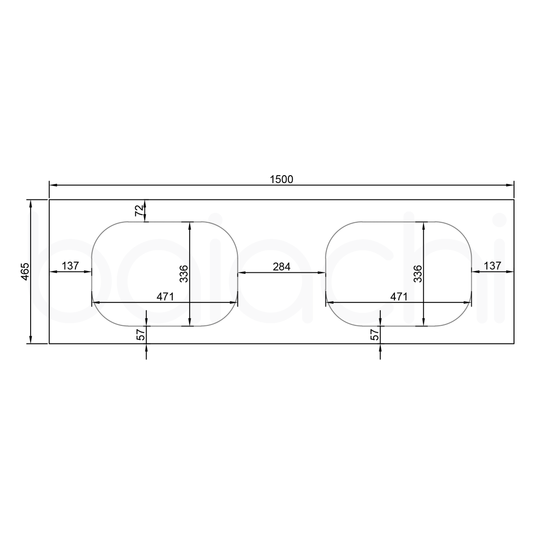 Baiachi 1500mm Calacatta Quartz with Undercounter Stone Double Ceramic Basin