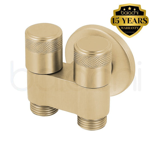 Baiachi Shattaf Twin Mini Cistern Stop Stainless Steel Quarter Turn with Backflow Valve PVD Brushed Gold