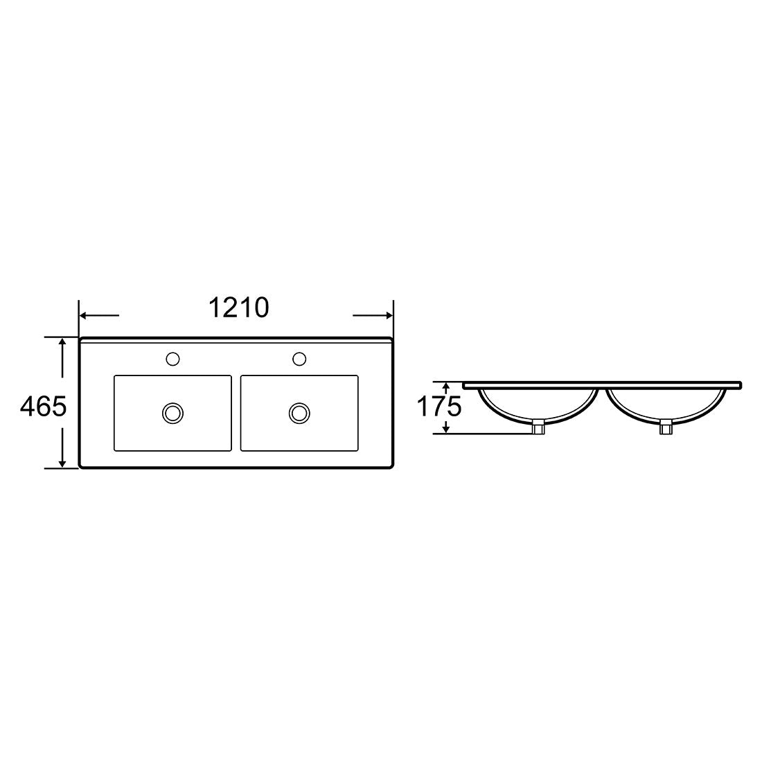 Bathroom Vanity White Ceramic Thin Edge Double Basin - 120ED