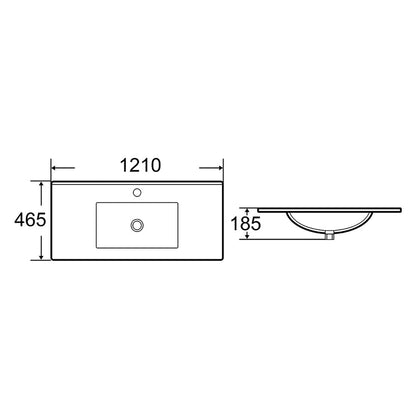 1210X465X170mm Bathroom Vanity Cabinet Ceramic Wash Basin Sink Top White 120Q