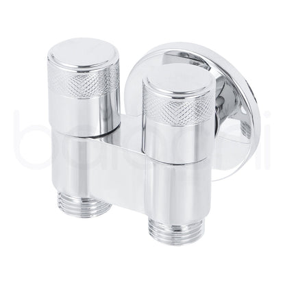 Baiachi Shattaf Twin Mini Cistern Stop Stainless Steel Quarter Turn with Backflow Valve Chrome