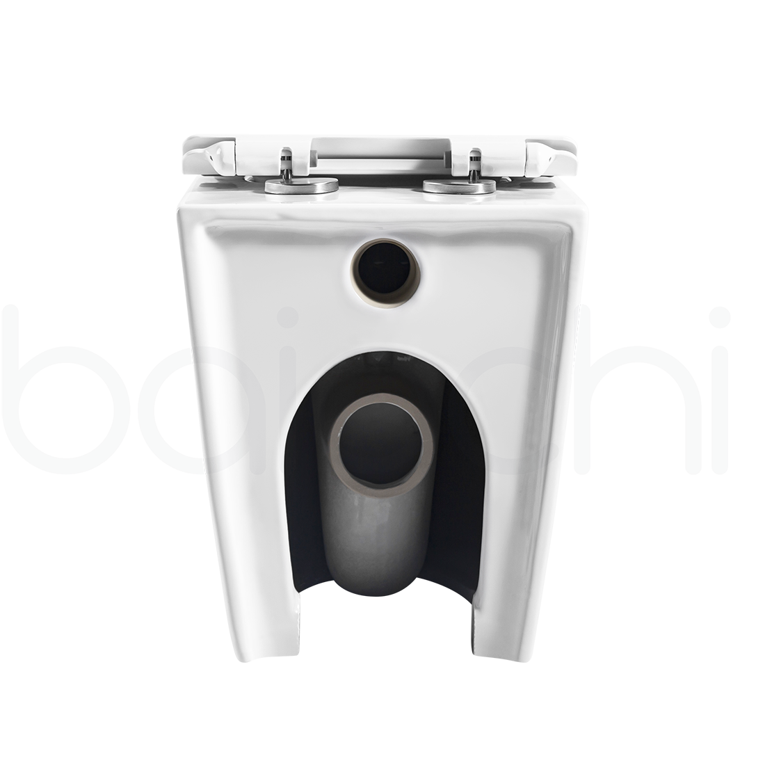 Baiachi Involution Rimless In Wall Tornado Toilet Suite with Round Stainless Steel Flushing Buttons