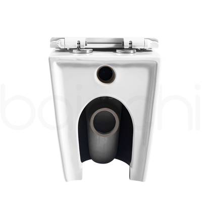 Baiachi Involution Rimless In Wall Tornado Toilet Suite with Round Stainless Steel Brushed Gold Flushing Buttons BTW2