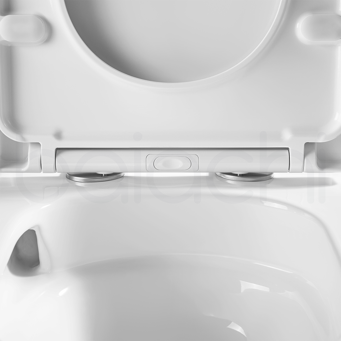 Baiachi Involution Rimless In Wall Tornado Toilet Suite with Round Stainless Steel Brushed Gold Flushing Buttons