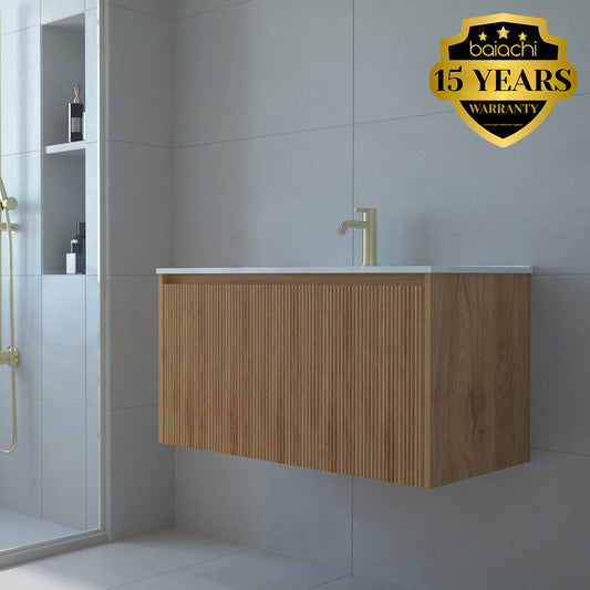 Baiachi Clermont 900 Fluted Timber Bathroom Vanity Wall Hung Cabinet