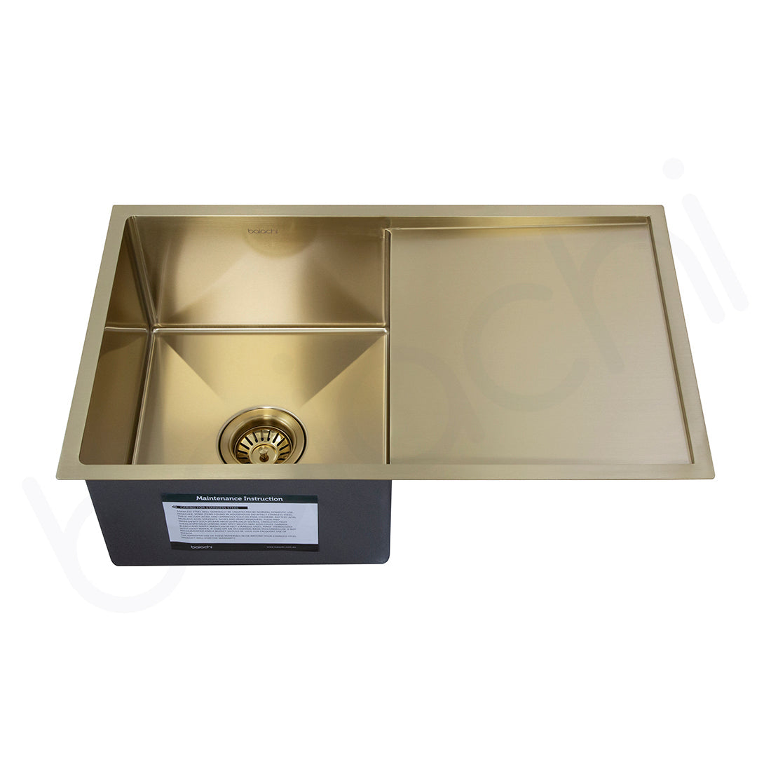 Baiachi 750x450 Handmade Kitchen Stainless Steel Sink Single Bowl Drainer Top Undermount Brushed Gold