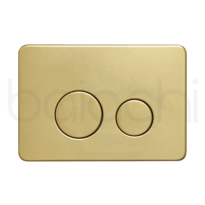 Baiachi Involution Rimless In Wall Tornado Toilet Suite with Round Stainless Steel Brushed Gold Flushing Buttons BTW2