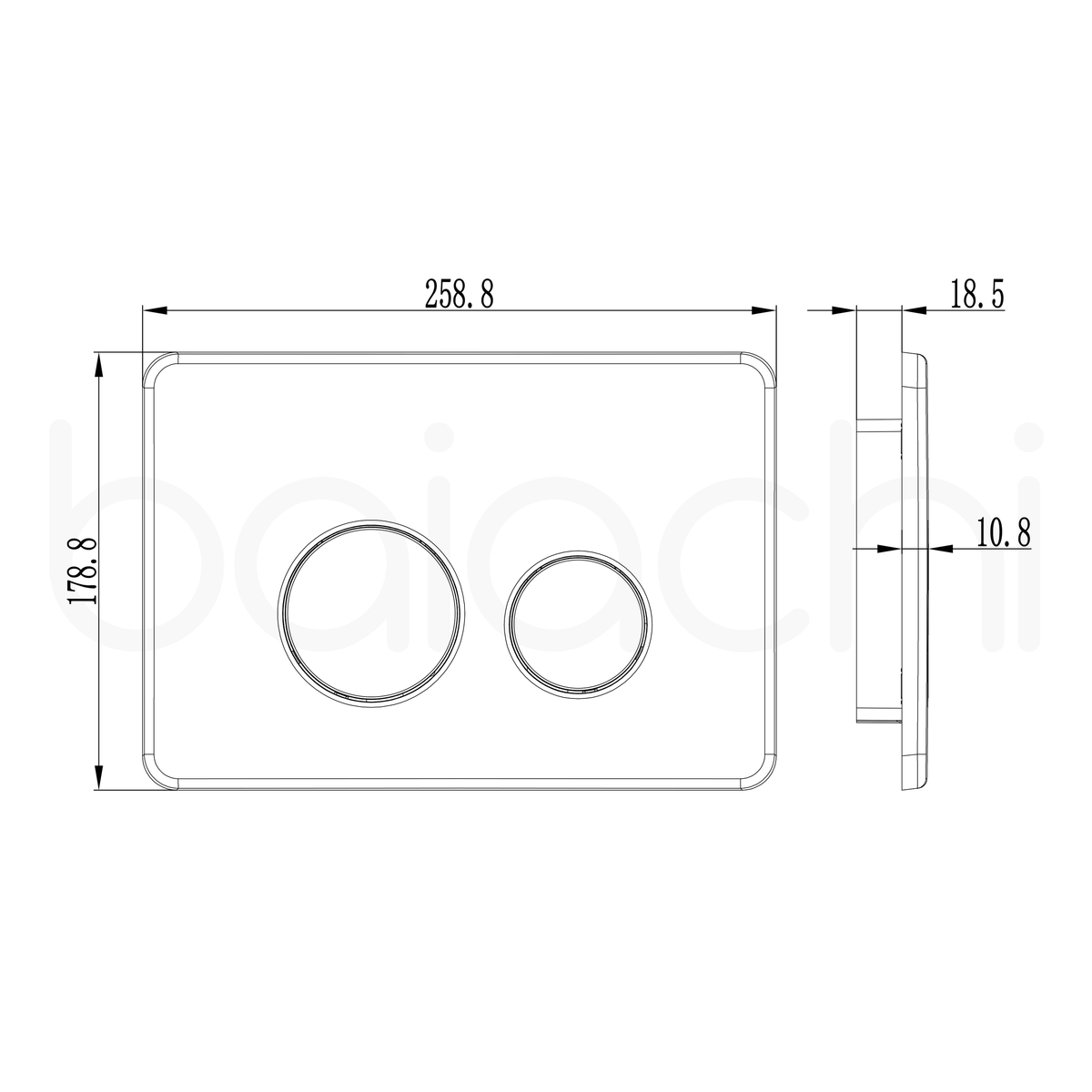 Baiachi R&T Stainless Steel Round Soft Square In-Wall Toilet Dual Flushing Buttons Brushed Gold
