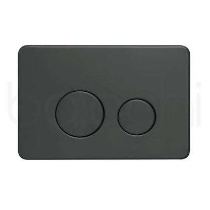 Baiachi Involution Rimless In Wall Tornado Toilet Suite with Round Stainless Steel Gun Metal Flushing Buttons BTW1