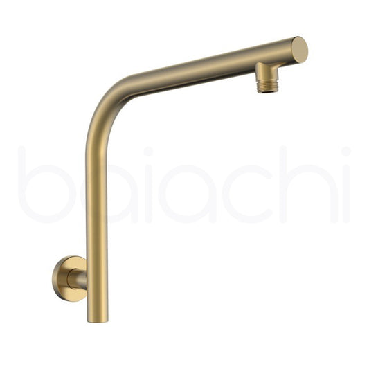 Moreton Round High Rise Wall Shower Arm Brushed Gold