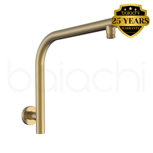 Moreton Round High Rise Wall Shower Arm Matte Brushed Gold
