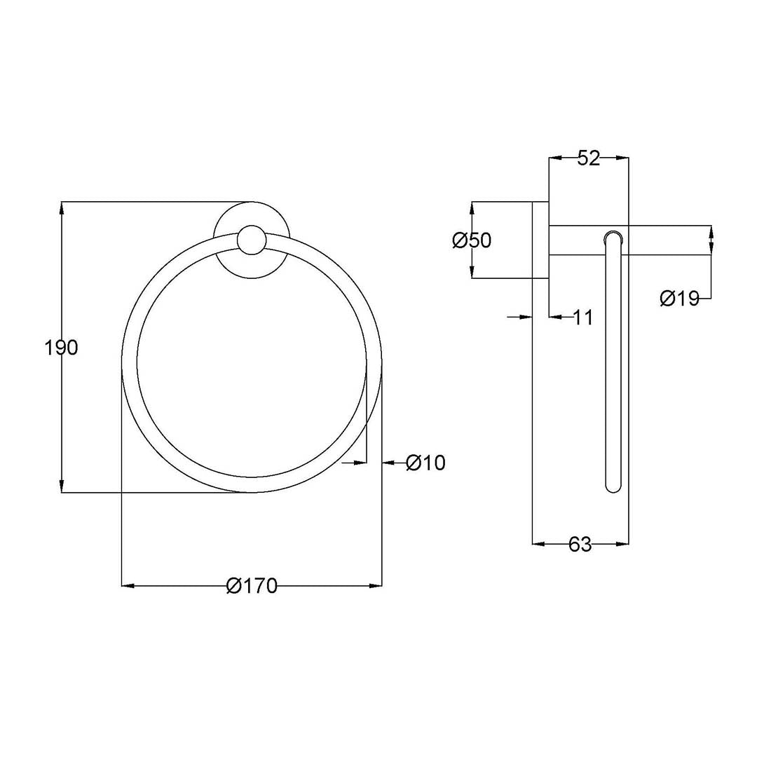 Otus Towel Ring Brushed Copper