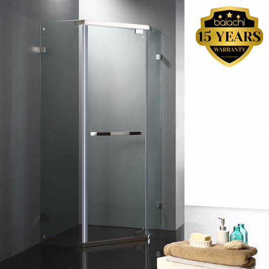 Frameless shower screen 1000x1000mm Diamond Chrome