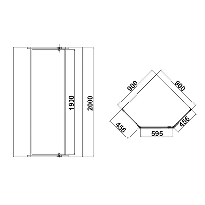 Frameless Shower Screen 900x900mm Diamond Chrome
