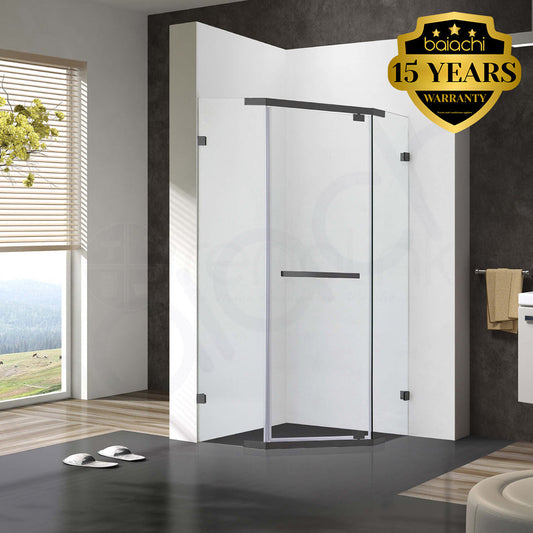 Frameless shower screen 1000x1000mm Diamond Gun Metal