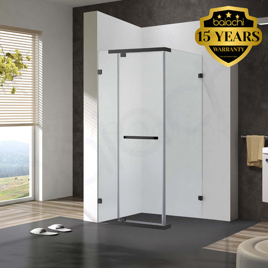 Frameless Shower Screen 1000x1000mm Square Matte Black