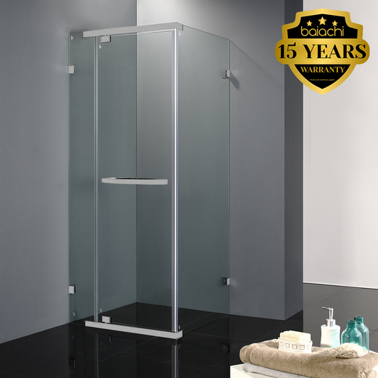 Frameless Shower Screen 1000x1000mm Square Brushed Nickel