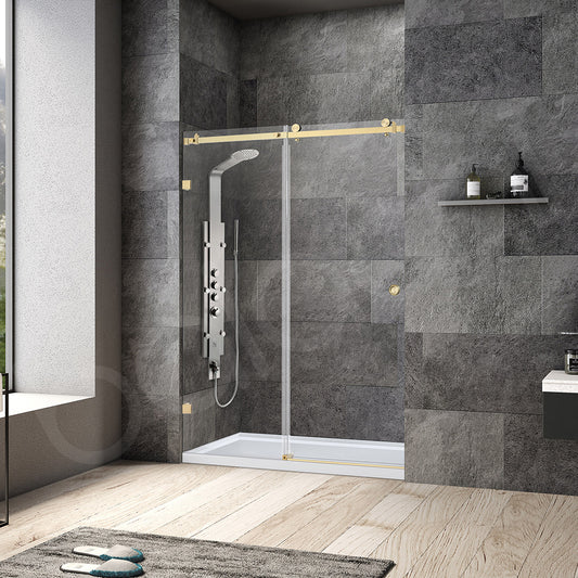 Frameless Wall to Wall Adjustable Sliding Shower Screen 1700x2000mm PVD Brushed Gold