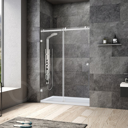 Frameless Wall to Wall Adjustable Sliding Shower Screen 1700x2000mm Chrome