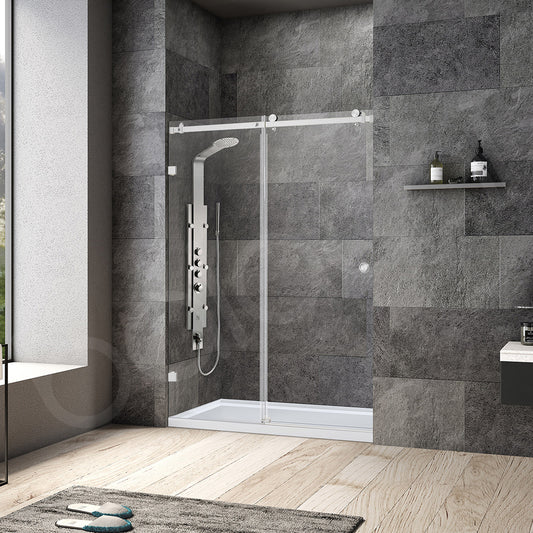 Frameless Wall to Wall Adjustable Sliding Shower Screen 1700x2000mm Chrome