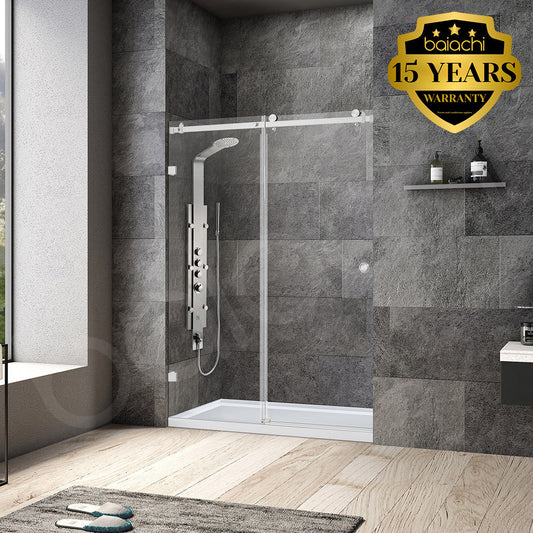 Frameless Wall to Wall Adjustable Sliding Shower Screen 1300x2000mm Chrome