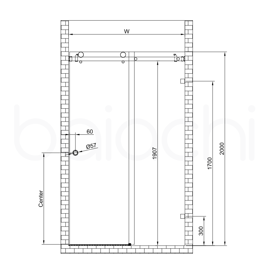 Frameless Wall to Wall Adjustable Sliding Shower Screen 1700x2000mm Matte Black