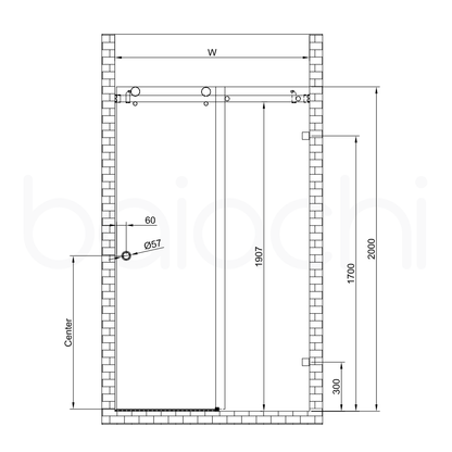 Frameless Wall to Wall Adjustable Sliding Shower Screen 1700x2000mm Matte Black