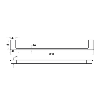 Flores Single Towel Rail 800mm Brushed Nickel