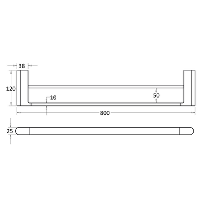 Flores Double Towel Rail 800mm Chrome