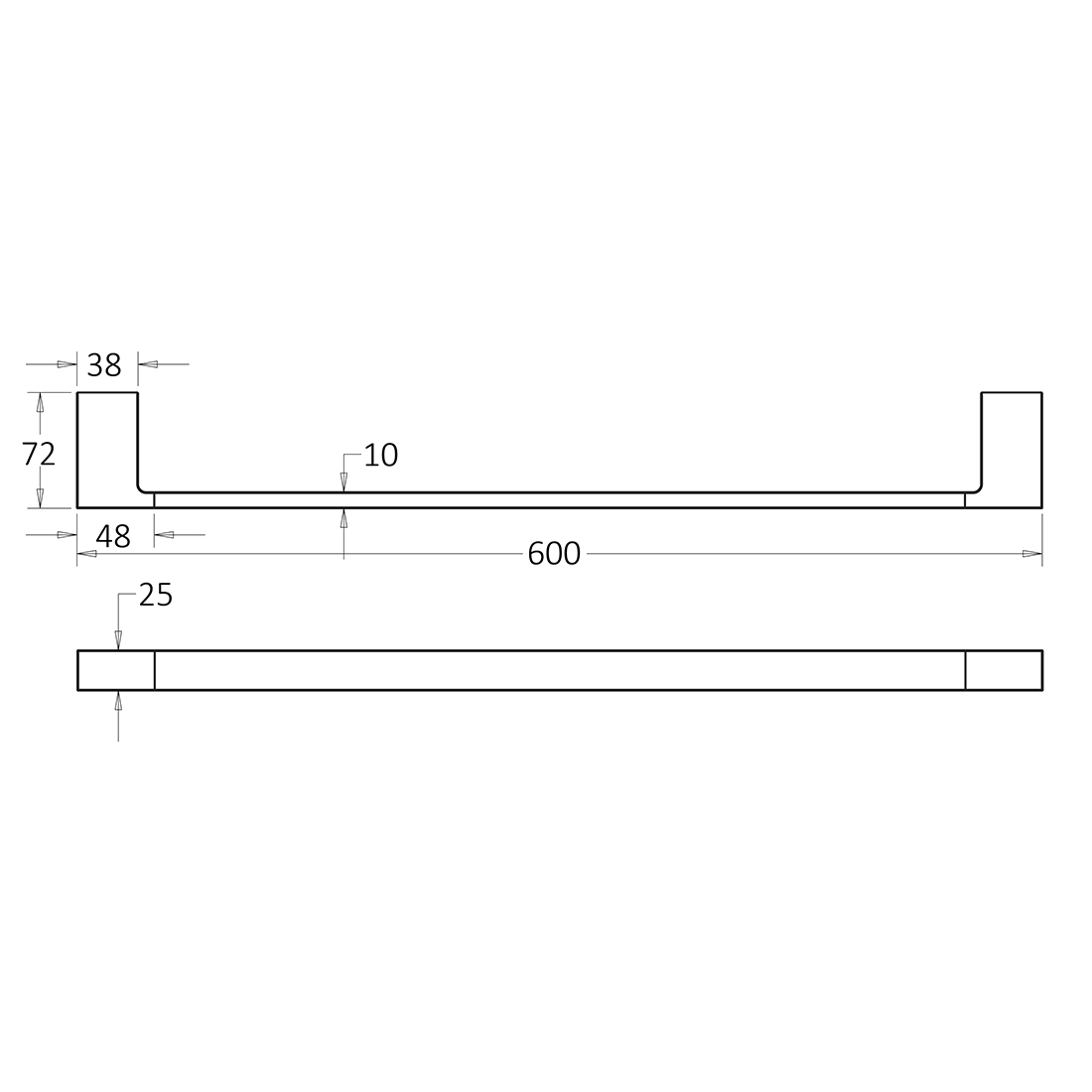 Ceram Single Towel Rail 600mm Brushed Gold