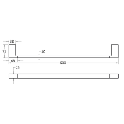 Ceram Single Towel Rail 600mm Brushed Gold